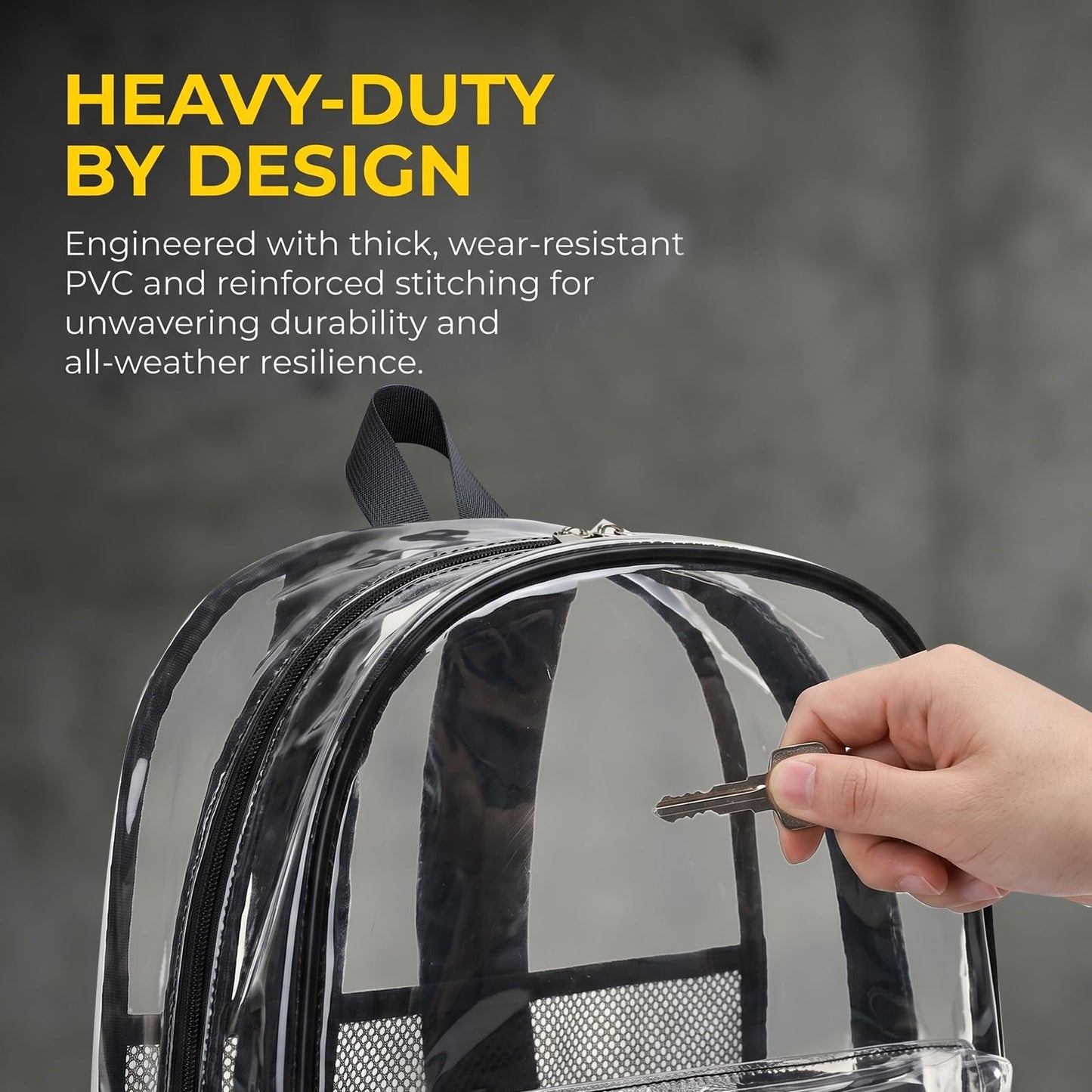BTOOP Clear Backpack for Women Men, Large 16.5-Inch Transparent School Backpack with 6 Pockets and 40 oz Tumbler Holder, Black Trim for College, Work and Travel