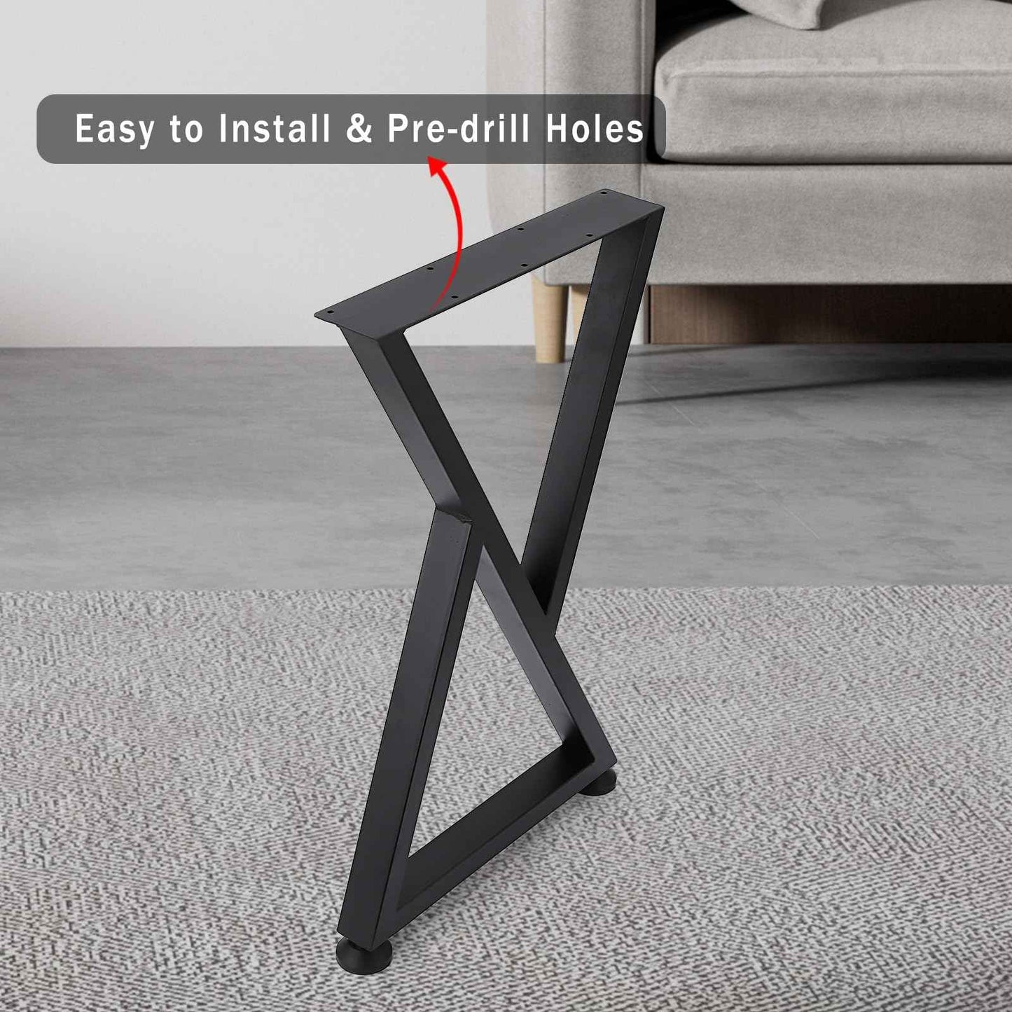 GarveeTech Metal Table Legs 28 in H×18 in W - Heavy Duty, Modern Design, Ideal for DIY Projects, Desk Legs - X-Shape Metal Coffee Table Legs, Black Finish