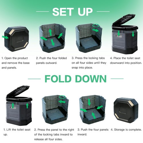 Tfulad Camping Toilet for Adults - Portable Folding Toilet with Lid,Travel Portable Potty for Adults,Porta Potty Car Portable Potty