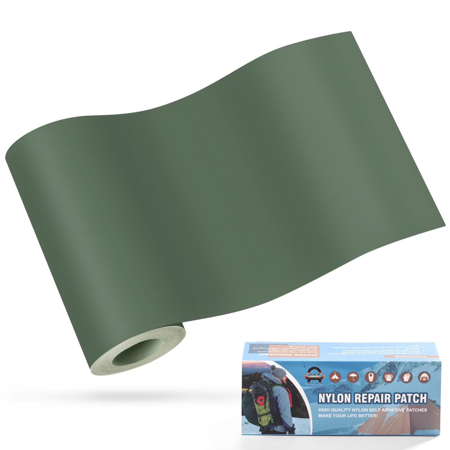 OAZ 3.9 x 63 inch Nylon Repair Patches Nylon Fabric Patch Self-Adhesive Fabric Repair Tape Waterproof Lightweight Outdoor Gear Patch Kit for Down Jacket Clothing Tent Bag (Green)