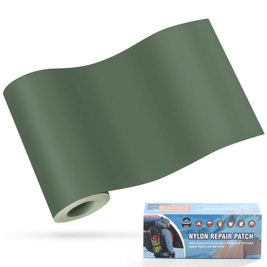 OAZ 3.9 x 63 inch Nylon Repair Patches Nylon Fabric Patch Self-Adhesive Fabric Repair Tape Waterproof Lightweight Outdoor Gear Patch Kit for Down Jacket Clothing Tent Bag (Green)