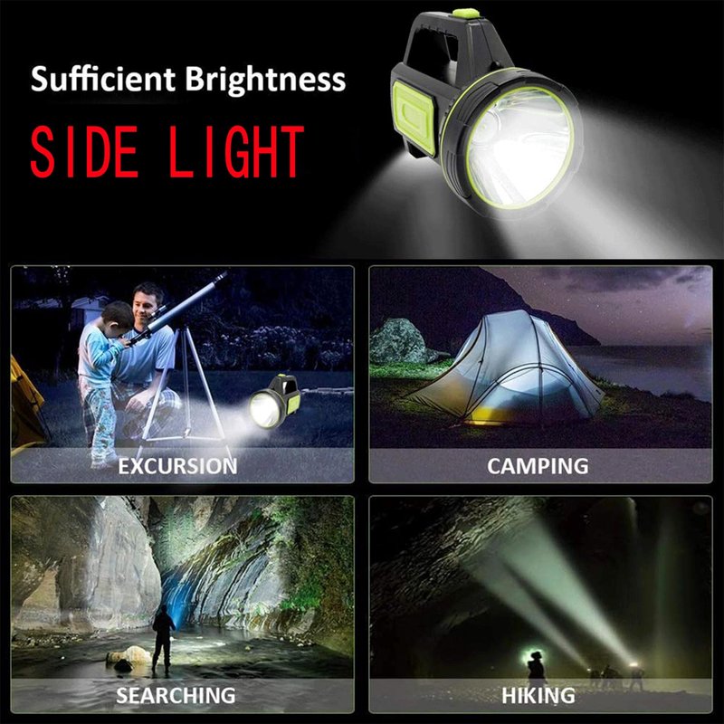 HAASHADA LED Searchlights Handheld Lantern, 13000LM 2 Modes USB Rechargeable LED Flashlights, High Power Outdoors Camping Hunting Lamp, Portable Spotlight Work Light for Indoor Outdoor Emergency