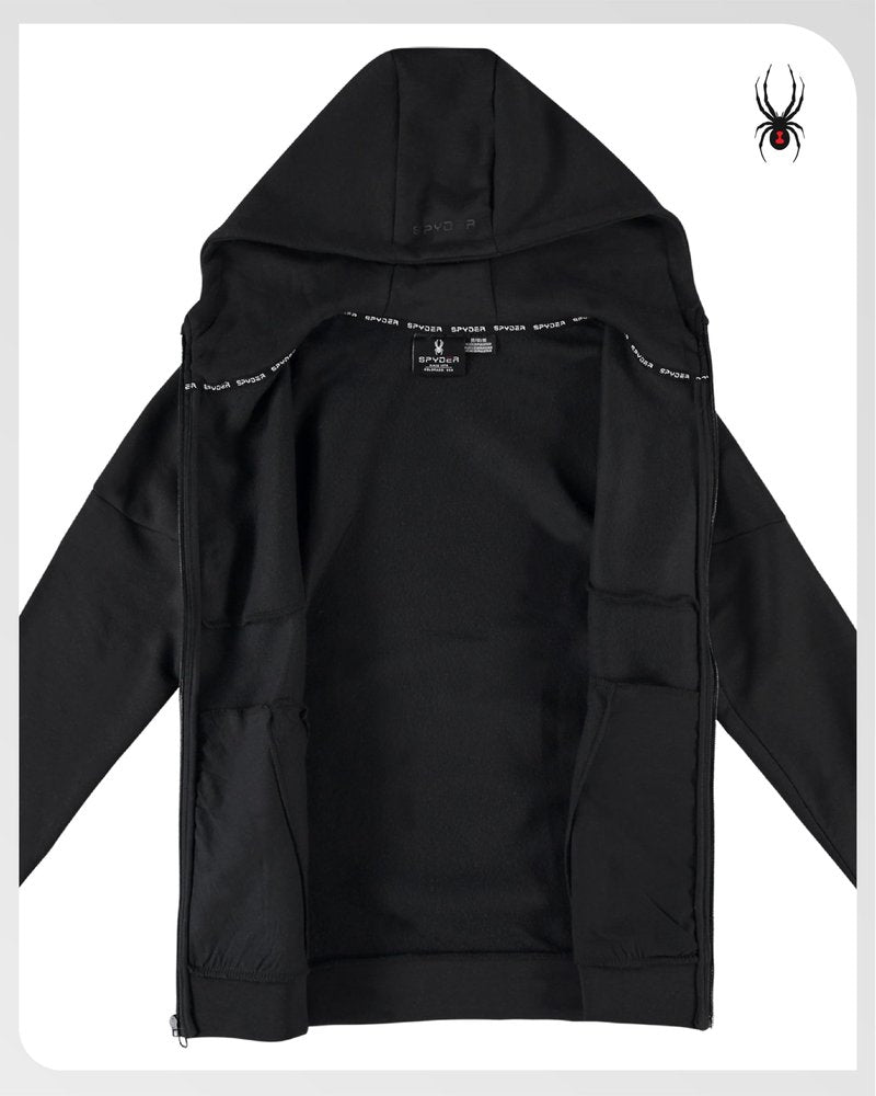 Spyder Mens Zip Up Hoodie - Super Soft Performance Fleece Sweatshirts for Men - Warm Athletic Hoodies for Running Walking Gym, Size X-Large, Black Ink