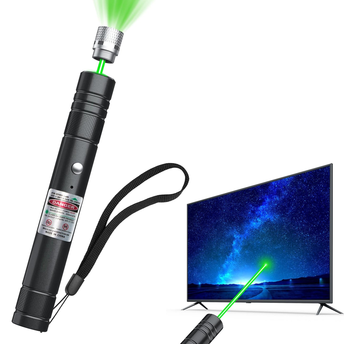 trunkhouse [Professional] Rechargeable Green Laser Pointer High Power Green Beam Light Long Distance Range for TV/LED/LCD Screens Tactical Flashlights Presentation Office/Classroom/Outdoors [203] (1)