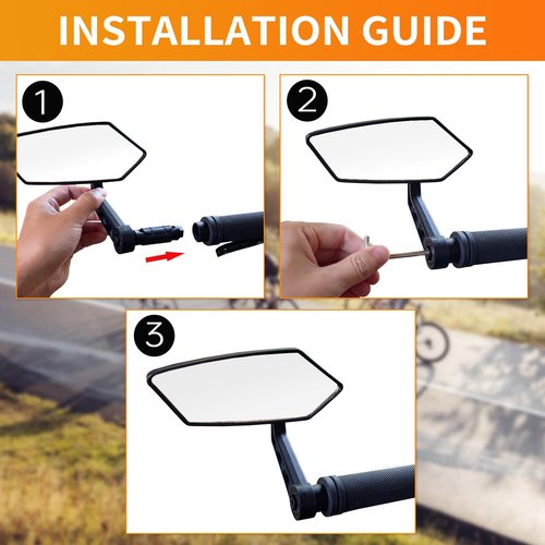 Homieway Bike Mirror, HD Glass Bicycle Mirrors for Handlebar Mount, Adjustable Bar End Bike Rear View Mirror, Scratch Resistant Handlebar Mirrors for E-bike, Mountain Bike & Scooter (Left 0.59-0.78")