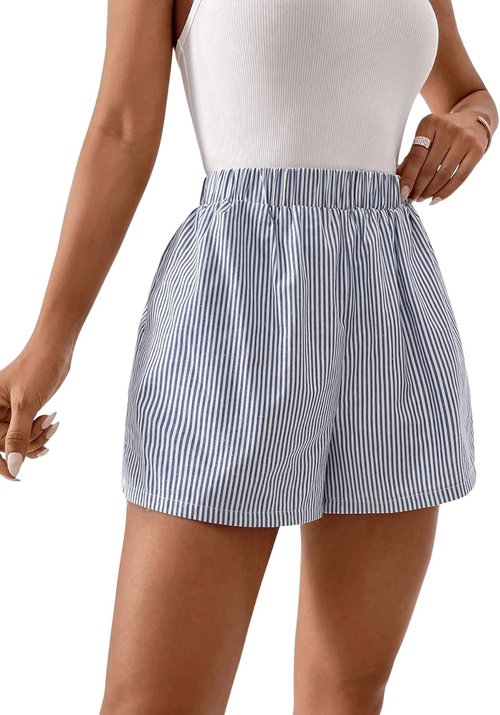 Floerns Women's High Waist Wide Leg Casual Shorts - Striped Print Design for Ultimate Comfort
