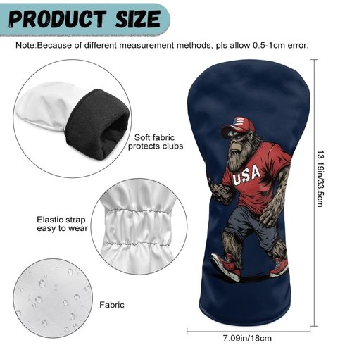 Brosoneto Bigfoot Funny Print Golf Head Covers, Golf Club Covers, Driver Headcovers, Golf Club Covers, Fairway Woods Head Covers Unique Golf Gift & Accessories
