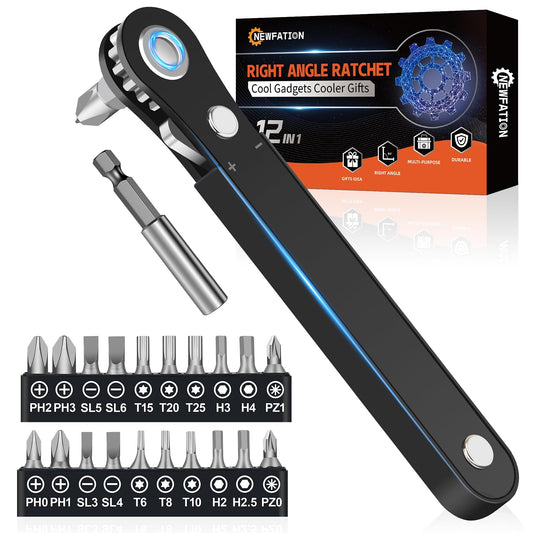 Ratcheting Screwdriver Men Gifts – Right Angle Screwdriver for Tight Spaces, Cool EDC Gadgets, Small Tool Gift for Men Dad Husband