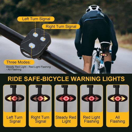 JINKEY Smart Bike Tail Light with Turn Signals, Wireless Remote Control Cycling & 65 Lumen Rear Safety Warning Light,USB Rechargeable Waterproof Blinker for Biycle, E-Bike, Scooter