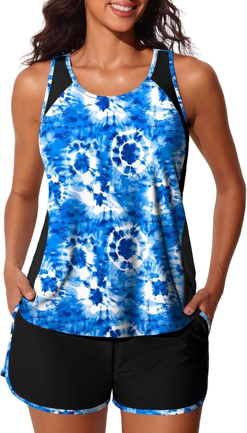 Summer Mae Tankini Swimsuit for Women - Tummy Control Two-Piece with Sporty Pockets | Stylish Swim Shorts