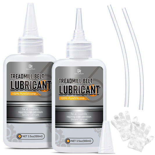 DecorRom Silicone Treadmill Lubricant - 7oz Treadmill Lube with Application Tubes, 100% Silicone Oil for Most Treadmill Lubrication - High Temperature Resistant, Non-Toxic Odorless Treadmill Oil