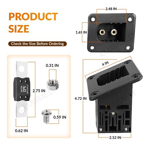 CLUBRALLY 36V Powerwise Charger Receptacle Fit for EZGO Medalist TXT/DCS/PDS Electric Golf Carts, OEM#73051-G29, 73063-G01