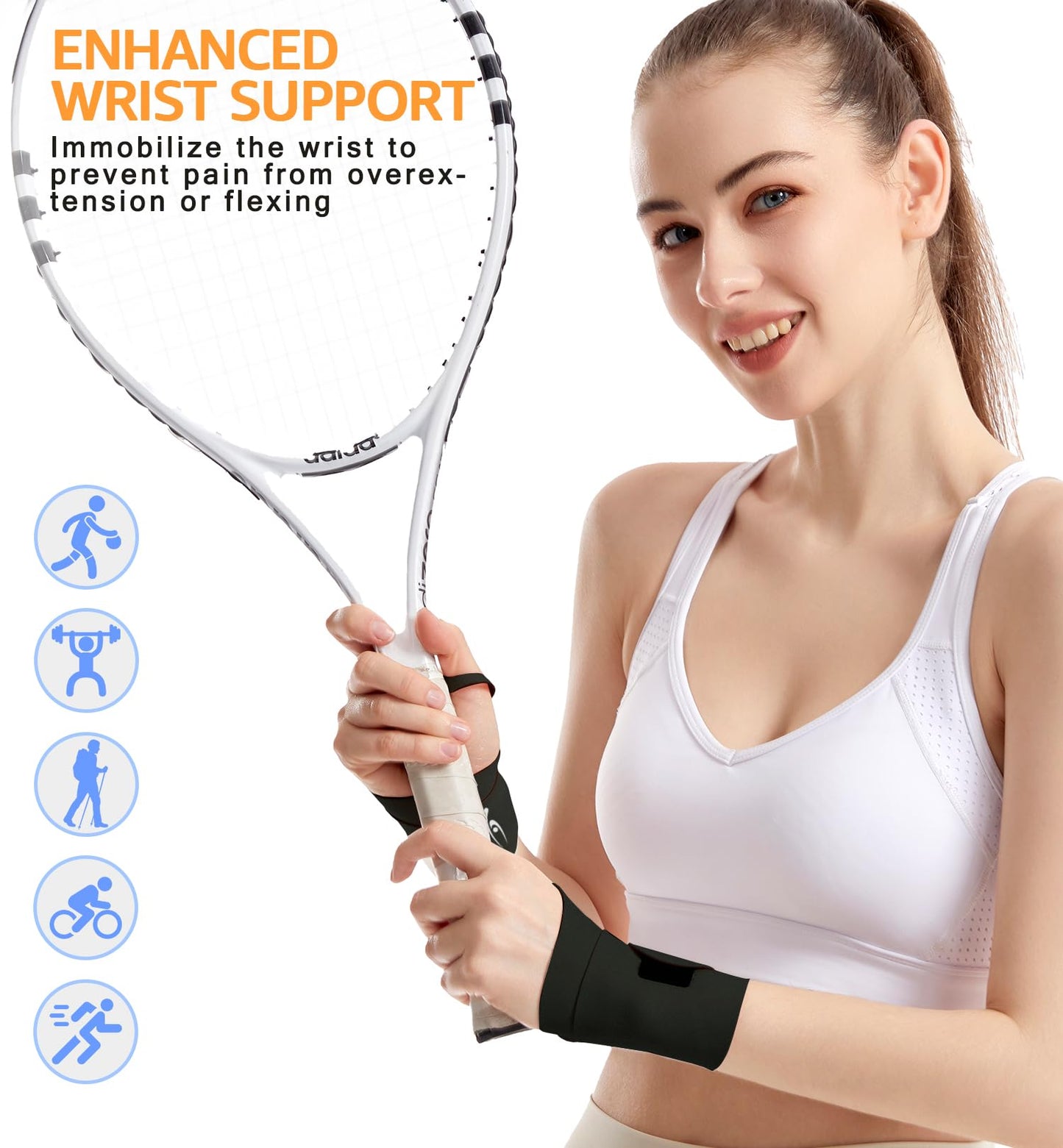 HiRui Ultra-Thin Elastic Wrist Brace Wrist Wraps, Compression Wrist Straps Support for Carpal Tunnel Arthritis Tendonitis Sprains Pain Relief Workout, Soft & Comfortable (Black (Pack of 1))