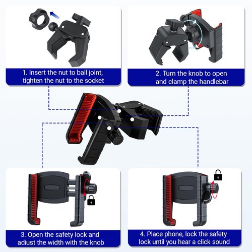 FIIHO Golf Cart Phone Mount with 1s Lock Release, Universal Rotatable Holder & Golf Accessories Compatible with All Phones (iPhone Galaxy) and Major Golf Carts (Yamaha Club Car EZGO)