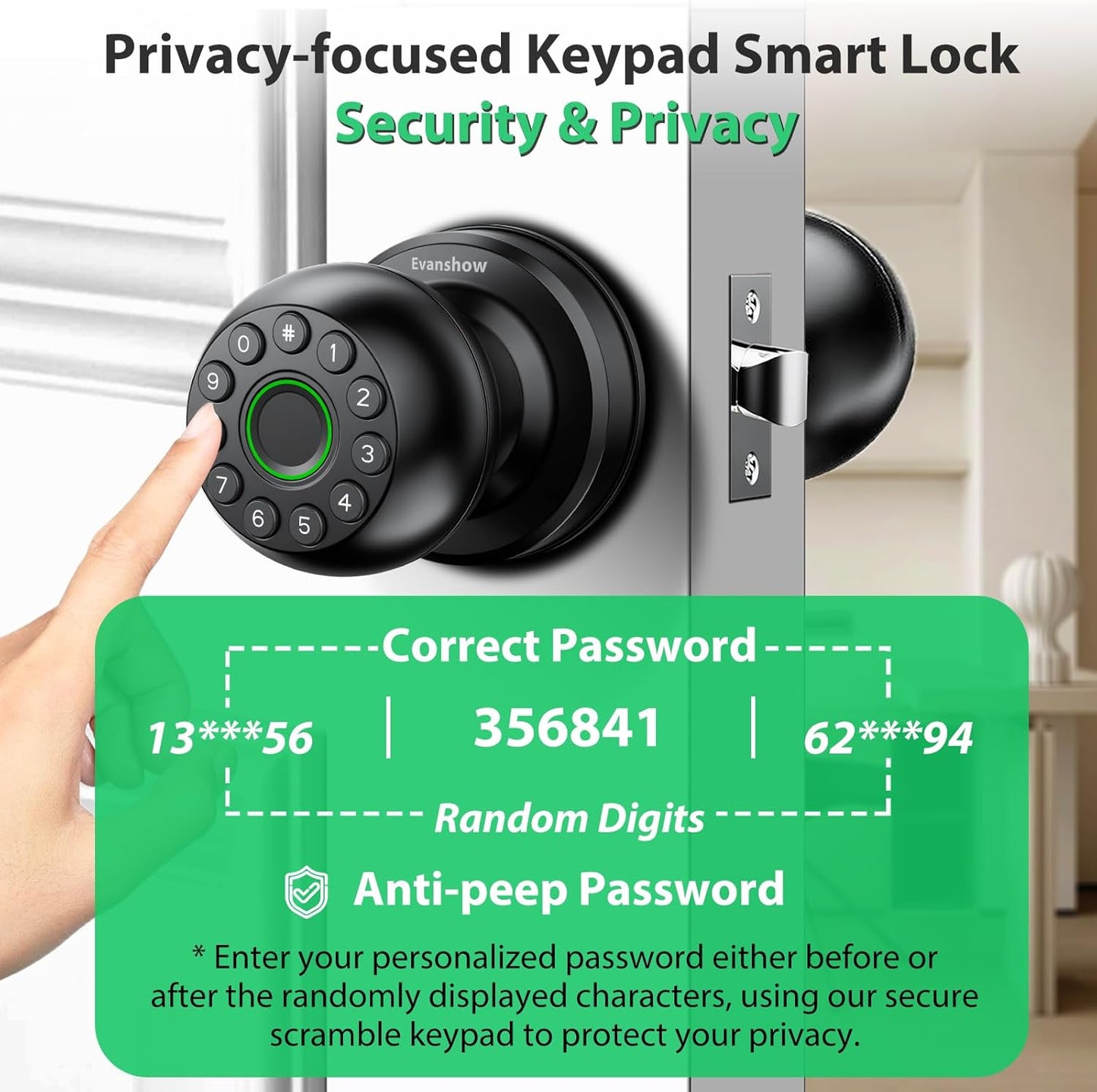 Fingerprint Door Lock - 4-in-1 Keyless Entry Biometric Smart Knob for Home & Office