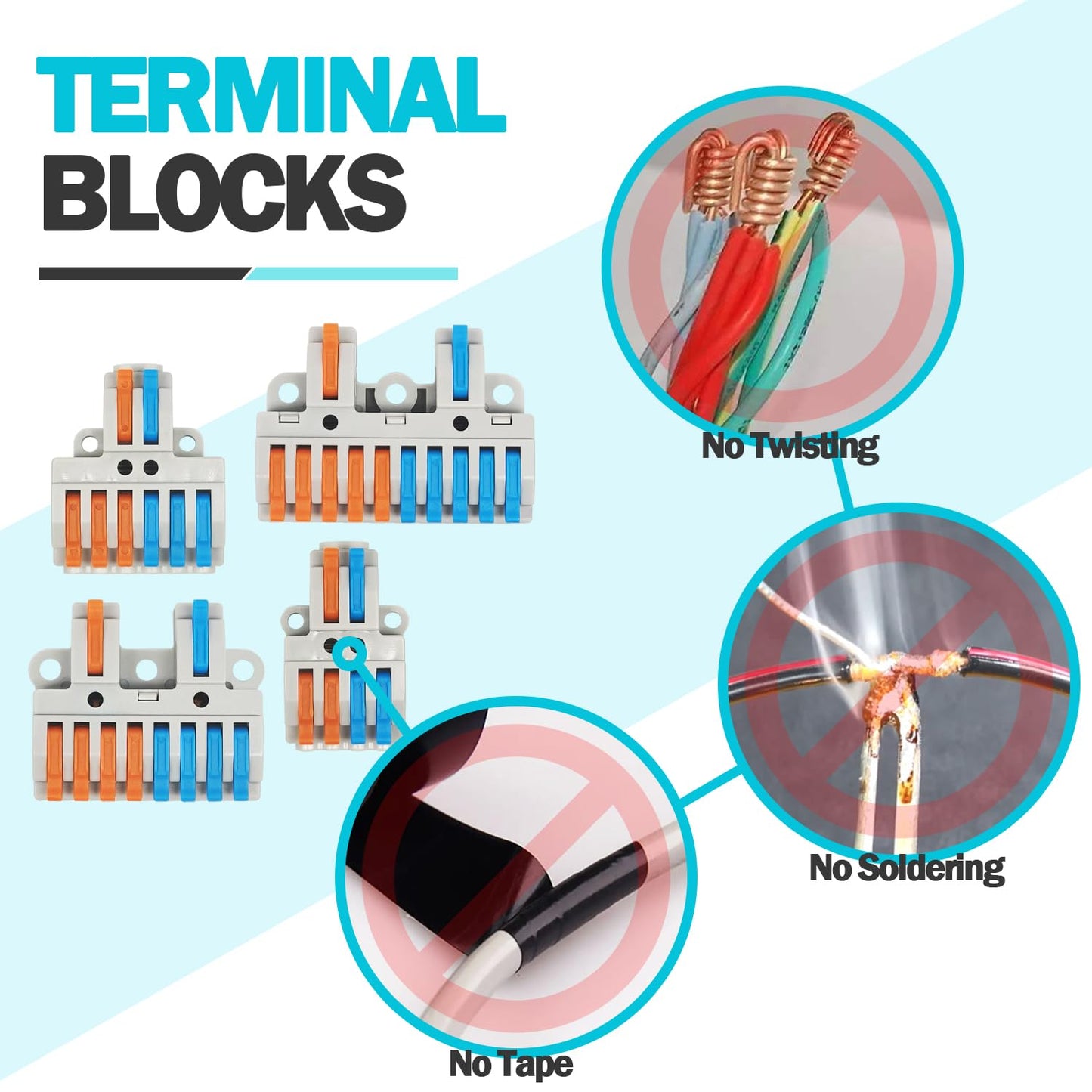 Tugermoola 9PCS Lever Wire Connectors Quick Wiring Cable Connector Electrical Lever Wire Cable Connectors Push-in Conductor Terminal Blocks (2 in 6 Out)