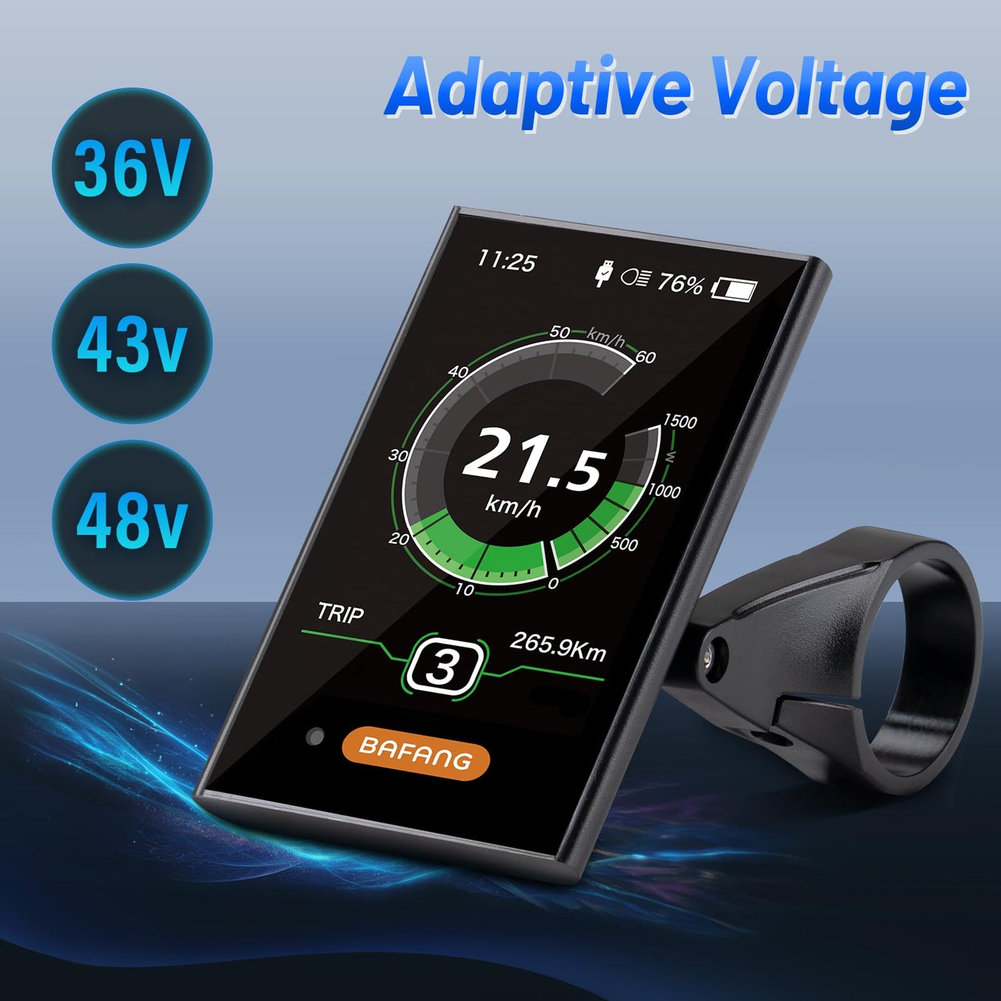BAFANG Ebike Display DPC18 for BBS01B BBS02B BBSHD UART Version Mid Drive Motor, 0-9 Pedal Assist Levels E-Bike Computer Display