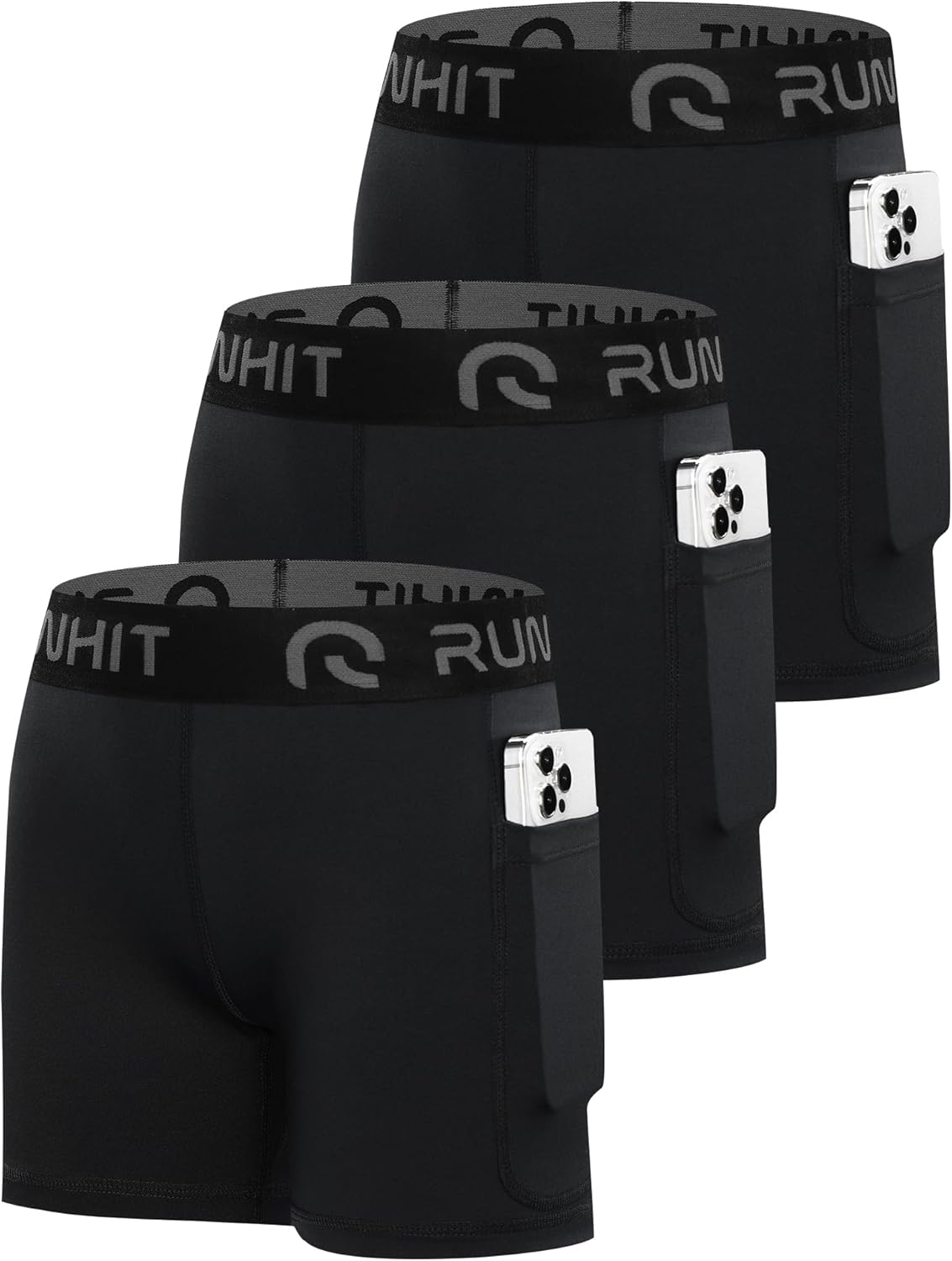 Runhit 4" Youth Girls Volleyball Shorts - Compression Spandex Biker Shorts with Pockets for Dance & Gymnastics