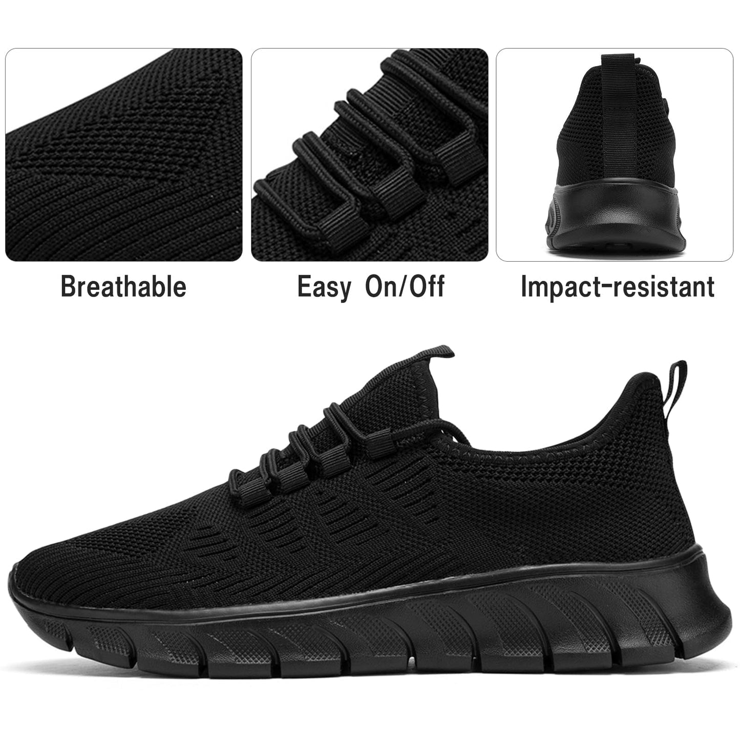 Damyuan Shoes for Women Tennis Running Sneakers Lightweight Mesh Fashion Sport Comfy Breathable Office Woman Shoes,Black,Size 8