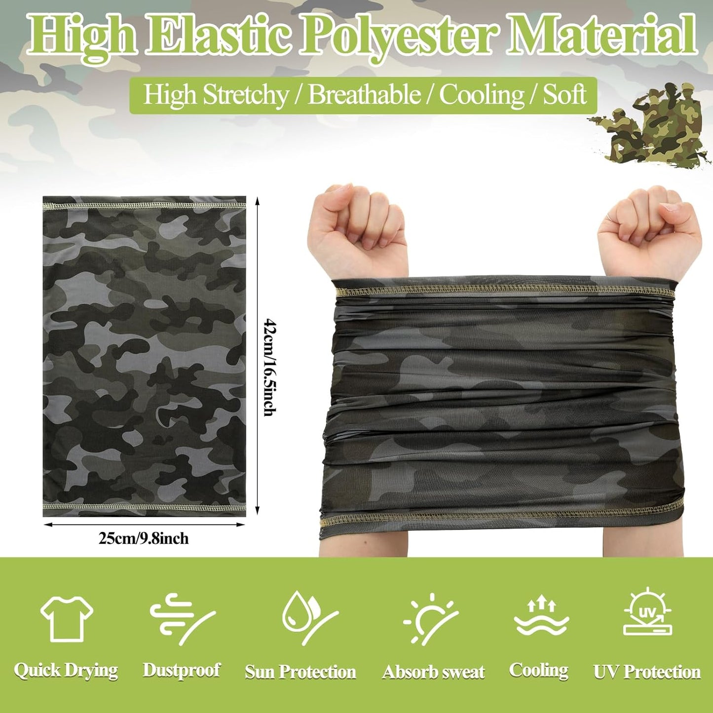 SATINIOR Camo Neck Gaiter - UV Protection Cooling Face Mask for Men & Women | Breathable Sun Hood