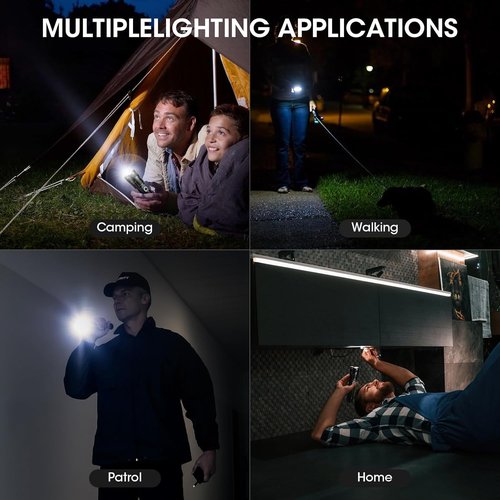 ALSTU 4 Pack Rechargeable LED Flashlight 990,000 Lumens, Adjustable with 5 Modes, IPX7 Waterproof, Handheld Flash Light for Camping Hiking Emergency Home Use (Black)