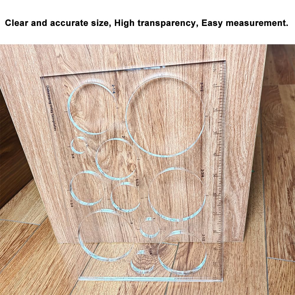 Dakewang 11 * 8 * 0.29 inches Router Templates for Woodworking, 11 in 1 Router Jig Circle Inlay Templates Decorative, Circle Jig Router Template.(Circle Template)