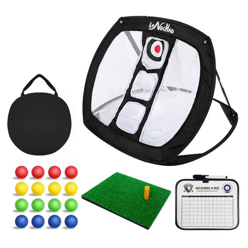 LONGCHAO Pop Up Golf Chipping Net with Hitting Mat, Indoor Golf Chipping Practice Net for Practice, Golfing Target Net for Backyard