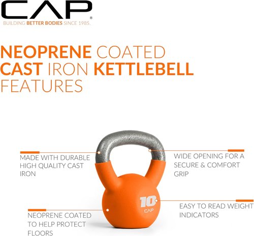 CAP Barbell Cast Iron Kettlebell - Durable Coated Finish, Available in Multiple Weights & Sets