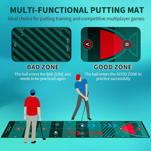 Golf Putting Mat Putting Green Indoor Outdoor Training Aid with Putting Cup Putting Mirror Practice Putting Matt for Backyard Home Office (Putting mat)