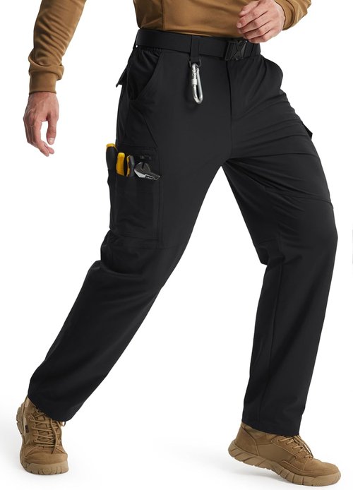 Libin Men's Cargo Pants - Water Resistant Tactical Hiking Trousers with 9 Pockets