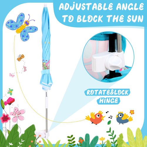 Burbell 1 Set Kids Beach Chair with Umbrella Child Folding Chair Umbrella with Universal Clamp for Children Beach Camping Patio Garden Outdoor Lawn Pool Travel Indoor (Butterfly)