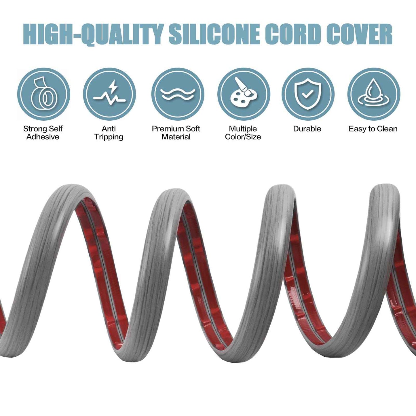 Floor Cord Cover Self Adhesive Cord Hider,10FT Cable Management, Extension Strip Protector for Wires, Prevent Cable Trips for Offices, Gyms, Exhibitions Cavity:0.51"(W) x 0.3"(H) Gray Wood