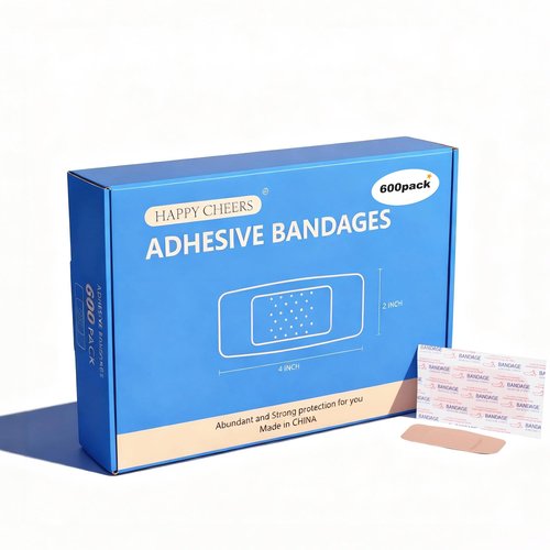 600 Pack Large Adhesive Fabric Bandages,2"x4" Flexible Wound Bandages,Breathable Strong Hold for First Aid & Wound Care
