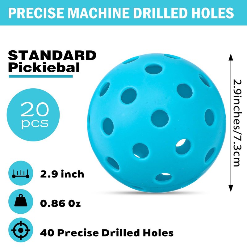 20 Pack Premium 40-Holes Multicolor Outdoor Pickleball Balls, USAPA Approved Pickleball Ball with Bag, Perfectly Balanced, High Bounce True Flight, Outdoor Pickleballs Set for Beginners Professionals