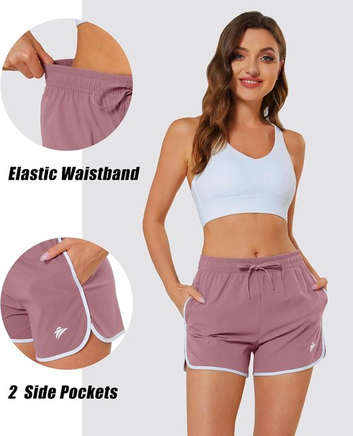 MAGCOMSEN Women's Athletic Shorts - Quick Dry Lightweight 3.5" Running & Gym Shorts with Pockets