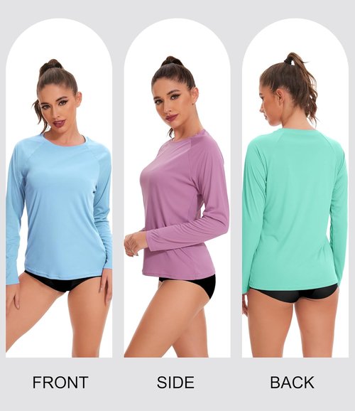 Kinglaman Rash Guard for Women - UPF 50+ Long Sleeve Swim Shirt for Sun Protection | Ideal for Workouts & Hiking