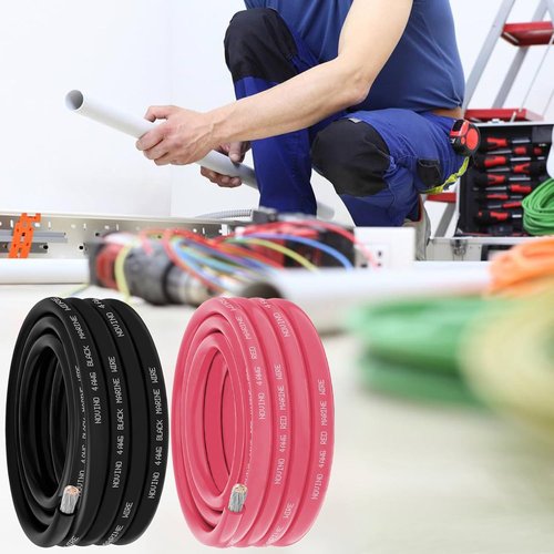 **4 Gauge Marine Wire - Oxygen-Free Tinned Copper Electrical Cable | 10FT Black & 10FT Red**