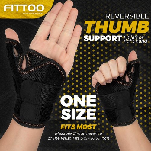 FITTOO Copper Infused Thumb & Wrist Brace for Men and Women - Comfortable CMC Thumb Brace Spica Splint for Pain Relief, Tendonitis, Right & Left Hand - Universal Size
