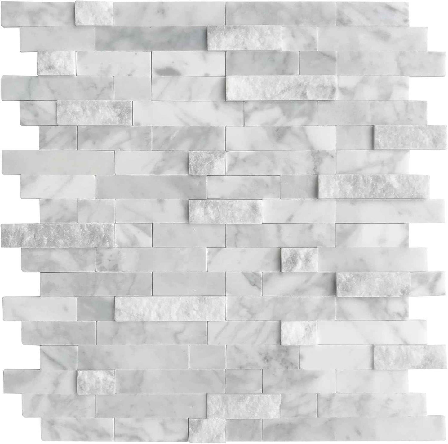 Peel and Stick 3D Stone Mosaic Tiles - 12x11" Self-Adhesive Backsplash for Kitchen & Bathroom - 5 Sheets, Mixed Tan