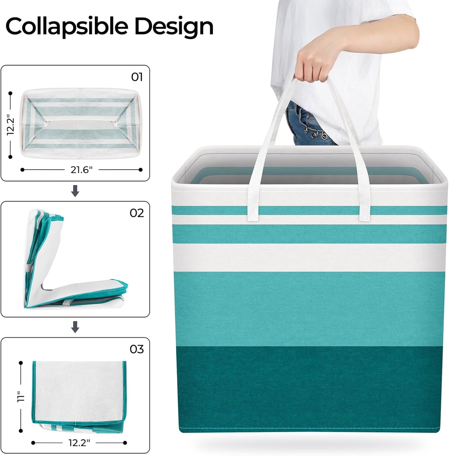 Waterproof 100L Laundry Basket Set - Collapsible Freestanding Hamper with Extended Handles - 2-Pack Gradient Grey for Clothes & Toys