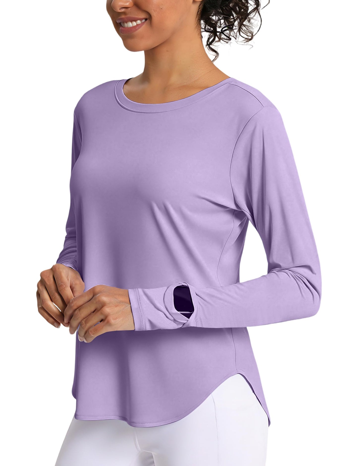 CHALLMOTI Women's Sun Shirts UPF 50+ Long Sleeve UV Protection Shirt Rash Guard Lightweight Quick Dry SPF Workout Hiking Tops Purple L