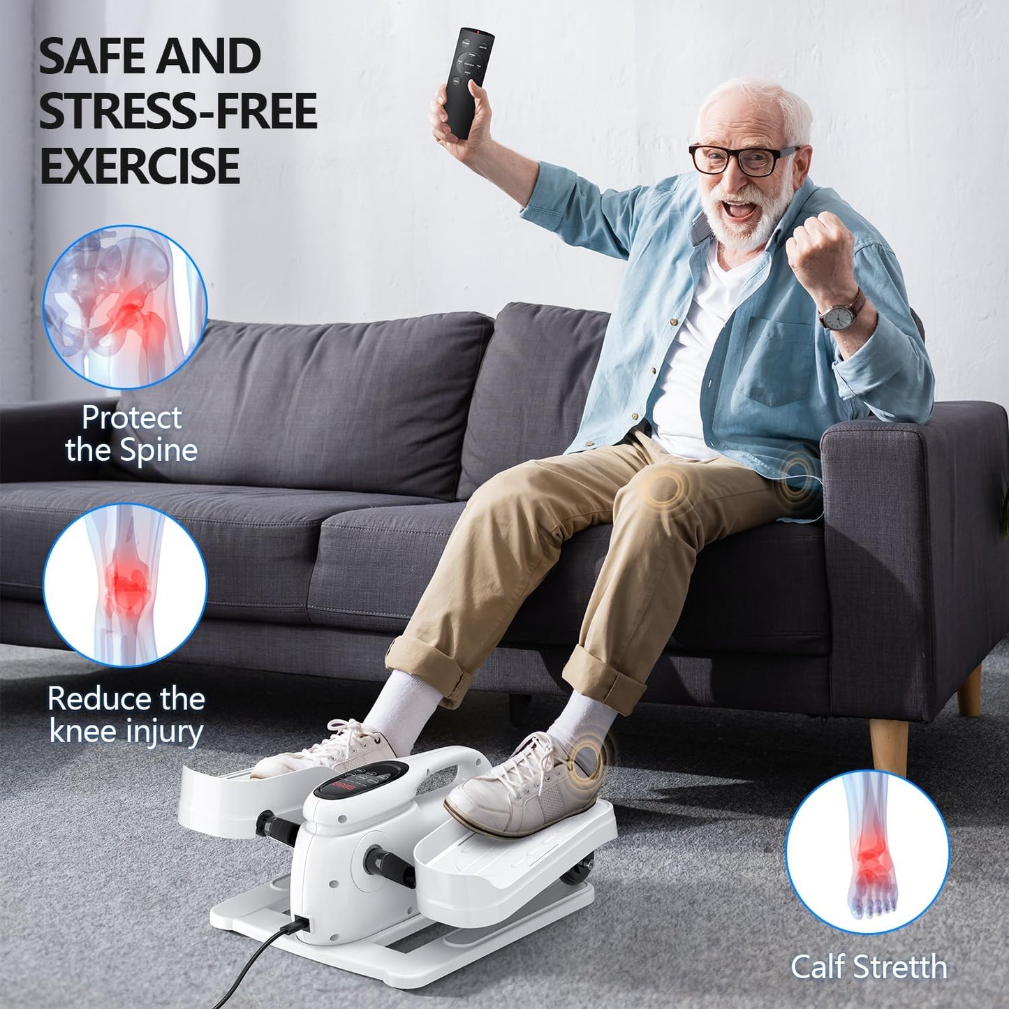 Skiennix Under Desk Elliptical Machine - Portable Mini Leg Exerciser with Remote Control | Quiet Electric Foot Pedal for Home Office