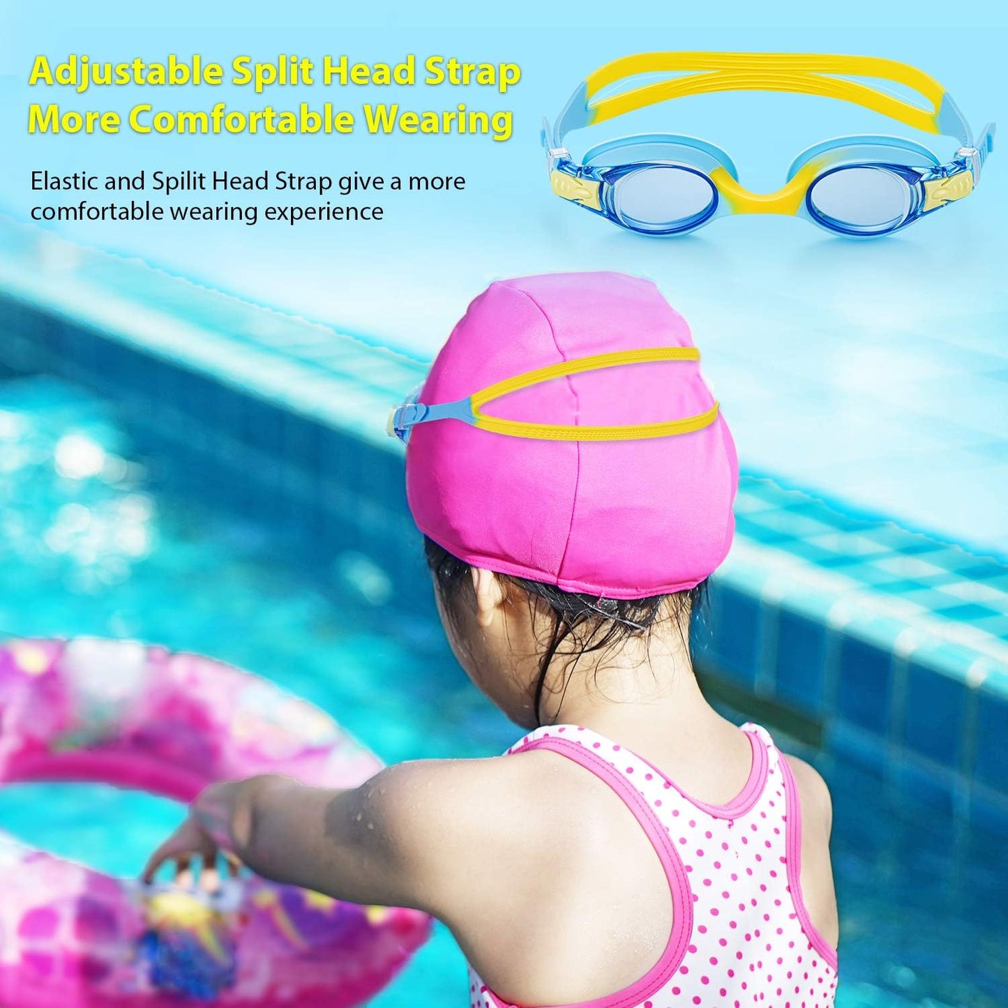 Portzon Swim Goggles for Kids - Anti-Fog, Leak-Proof Design for Clear Vision in Water | Comfortable Fit