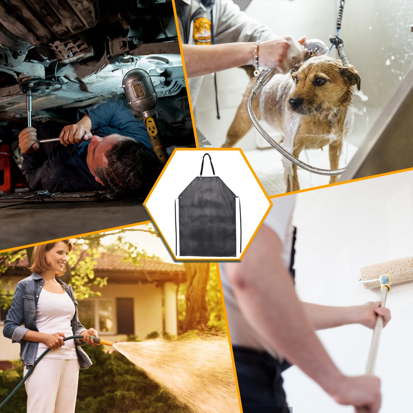 Homsolver Thick Rubber Waterproof Apron, Adjustable Heavy Duty Dishwashing Apron, Work Apron For Cooking, Cleaning Fish, Gardening, Lab Work, Butcher And Dog Grooming