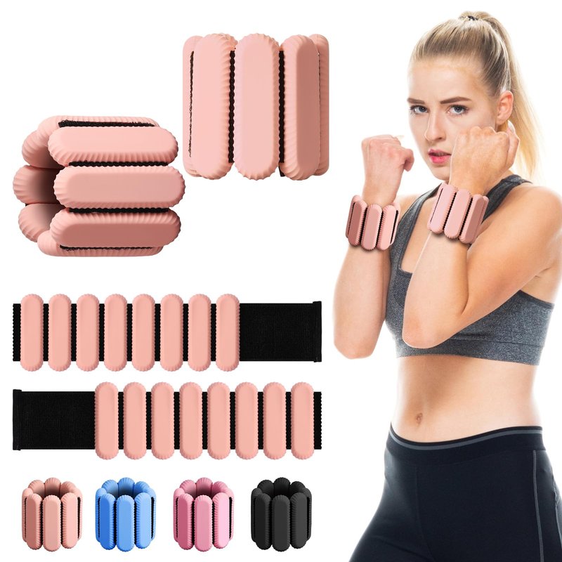 Wrist Weights, Ankle Weights For Women Men, Set Of 2 (1lb Each), Adjustable Weighted Wristbands Arm Leg Ankle Wrist Weights For Women & Men For Pilates, Walking, Yoga, Exercise, Strength Training, (Flesh Pink)