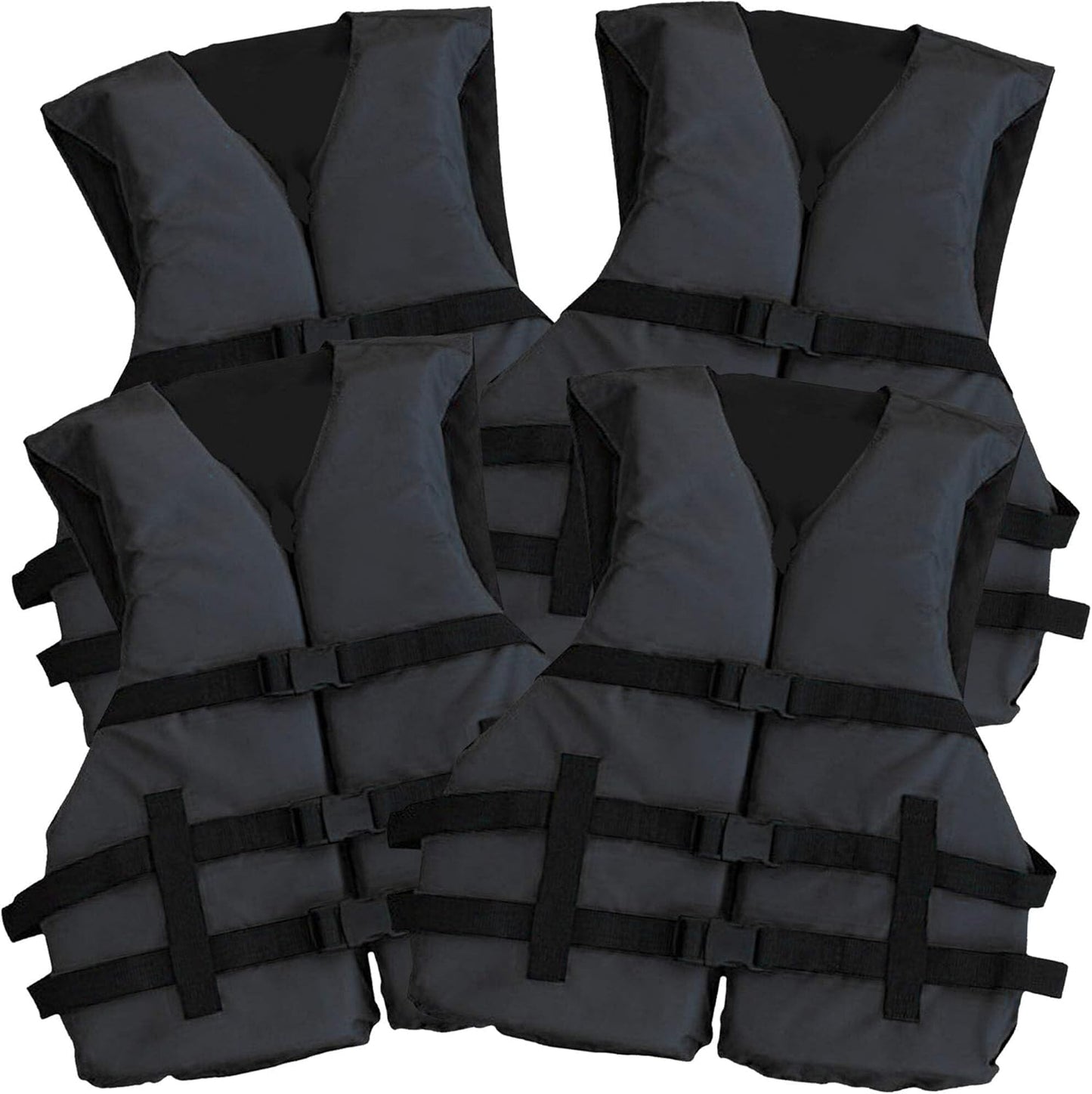 Coast Guard Approved Life Jacket Paddle Vest - Type III PFD Flotation Device for Jet Ski, Kayak & Wakeboarding | 4 Pack