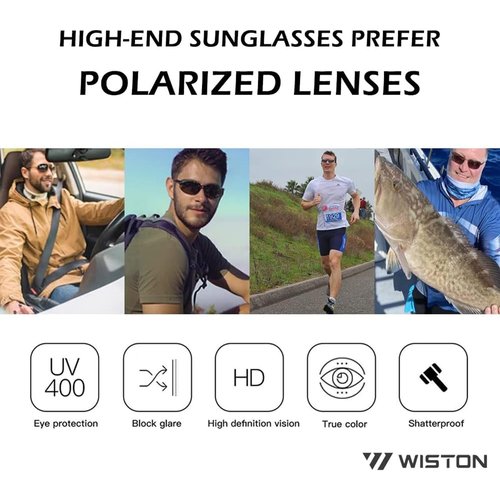 WISTON Sports Polarized Sunglasses for Men Women Tr90 Rimless Frame for Running Fishing Baseball Driving W8001 Blue Frame/Dark Black Lens