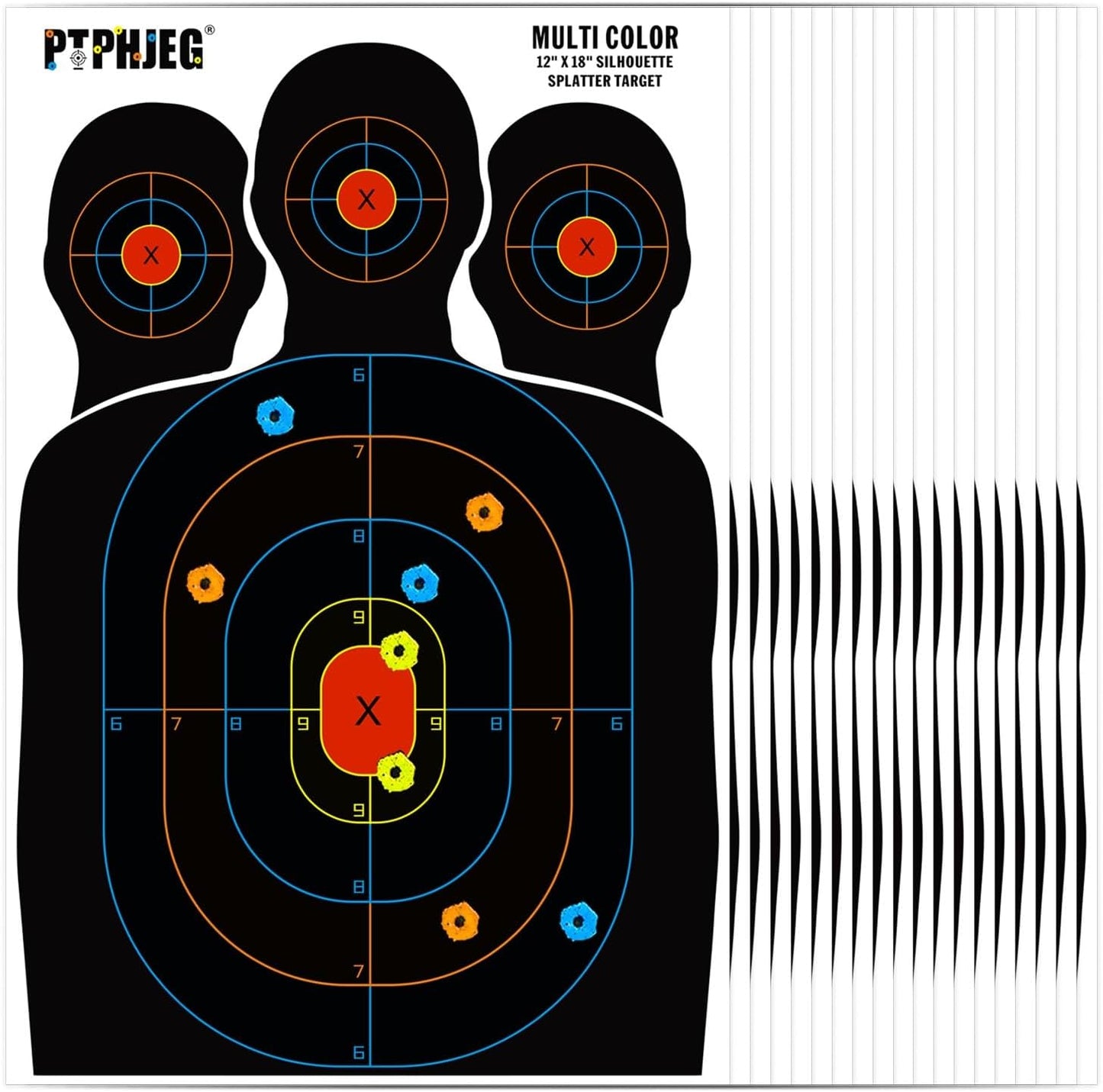 Paper Targets by [Brand Name] - Silhouette Design with Red Bullseye | 12x18 Inches, Ideal for Hunting