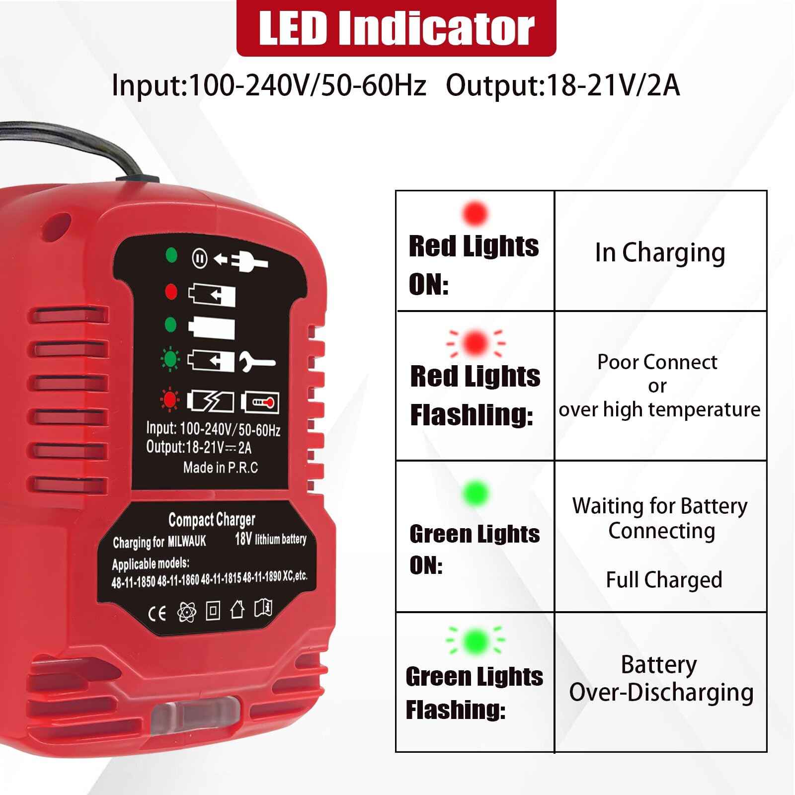 Laimiao Replacement Charger for Milwaukee M18 18V, Battery Adapter for Milwaukee 18V Lithium-Ion Tools Battery Power Charger
