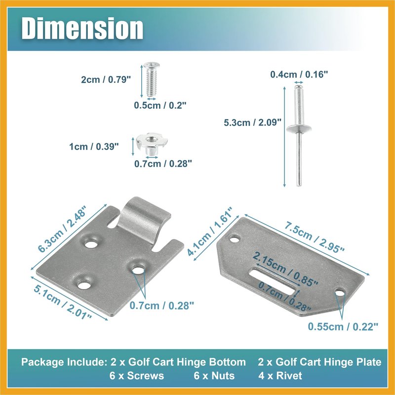 Partuto 2 Set Golf Cart Seat Hinge Bottom and Plate for EZGO TXT Medalist Shuttle MPT Work Horse Gas and Electric Models 1994-Up Replace 71610-G01 71609-G01 Replacement